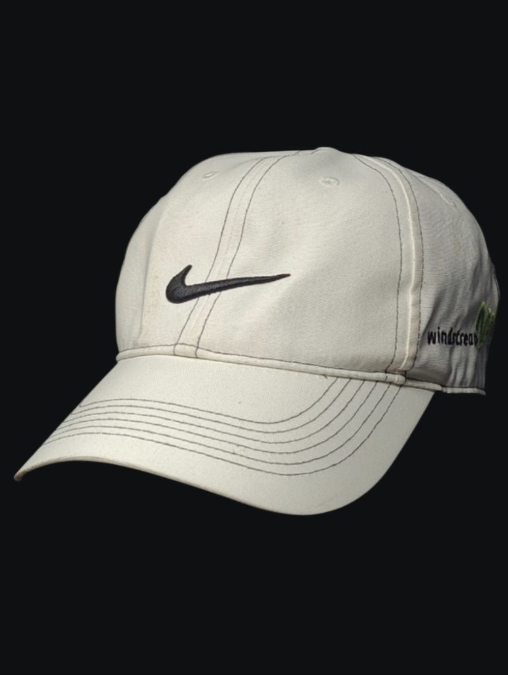 NIKE GOLF WHITE CAP WITH BLACK EMBROIDERED SWOOSH